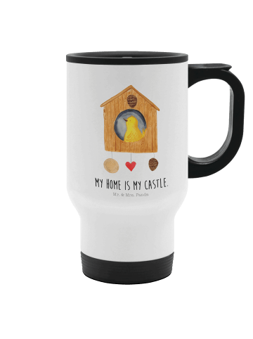 Mr. & Mrs. Panda Kaffeebecher Vogel Haus mit Spruch in Weiß