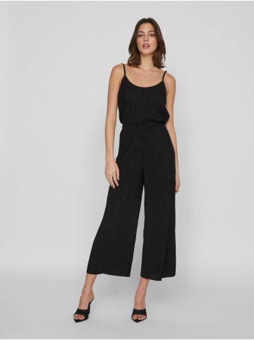 Vila Plissierte Culotte Stoffhose mit Hoher Taille und Gummibund in Schwarz