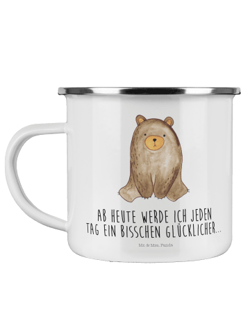 Mr. & Mrs. Panda Tasse Emaille Bär sitzend mit Spruch in Weiß