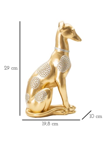 Mauro Ferretti Sitzende Hundestatue aus goldenem Kunstharz, 19,8 x 10 x 29 cm