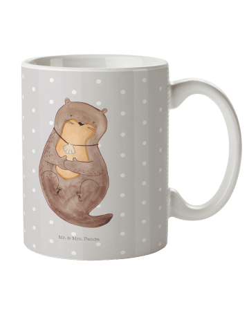 Mr. & Mrs. Panda Kindertasse Otter Muschel ohne Spruch in Grau Pastell
