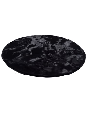 Pergamon Fellteppich Plush Rund in schwarz