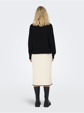 ONLY Strickpullover Hochgeschlossen Voluminöse Ärmel Gerippt in Schwarz-2