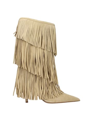 Paris Texas Beige Leder Flach Stiefel