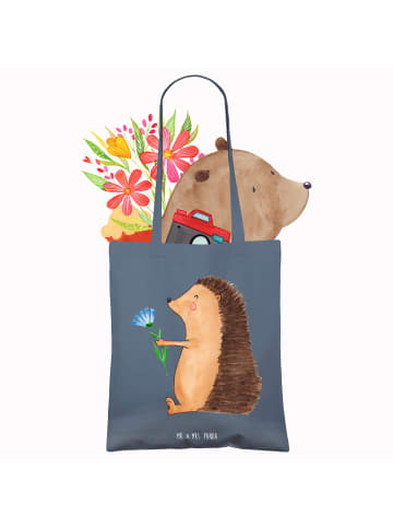 Mr. & Mrs. Panda Shopping Tasche Igel Blumen ohne Spruch in Indigo Blue