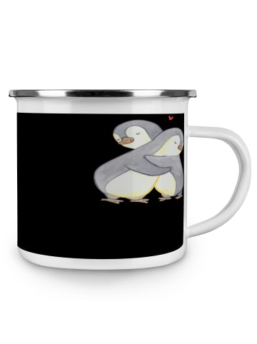 Mr. & Mrs. Panda Camping Emaille Tasse Eheversprechen für immer ... in Schwarz
