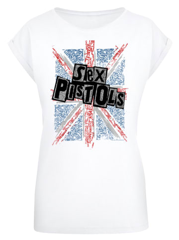 F4NT4STIC Extended Shoulder T-Shirt Sex Pistols Anarchy Flag in weiß