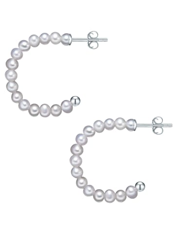 Valero Pearls Perlen-Creolen Sterling Silber Süßwasser-Zuchtperle in grau