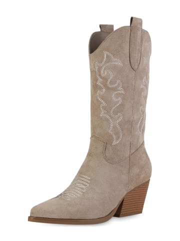 VAN HILL Cowboystiefel Evelyn in Khaki Velours