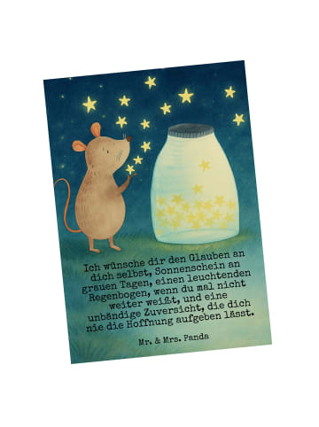 Mr. & Mrs. Panda Ansichtskarte Maus Sterne Design mit Spruch in Weiß