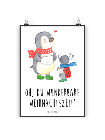 Mr. & Mrs. Panda Poster Smörle Winterzeit mit Spruch in Weiß