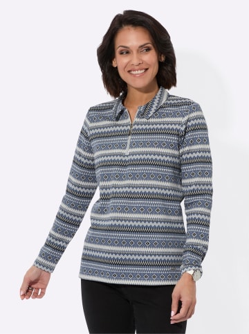 WITT WEIDEN Langarmshirt in rauchblau-steingrau-bedruckt