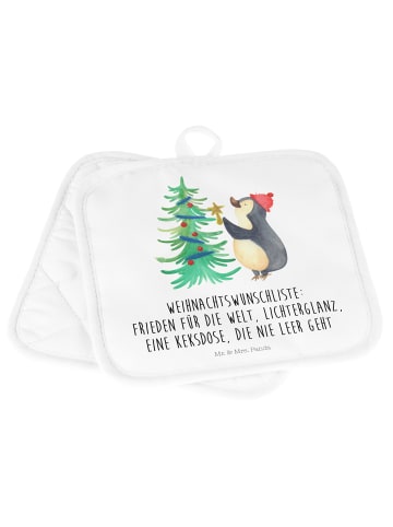 Mr. & Mrs. Panda Topflappen Pinguin Weihnachtsbaum mit Spruch in Weiß