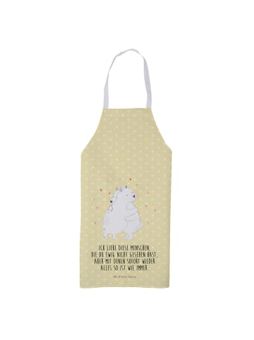 Mr. & Mrs. Panda Schürze Eisbär Umarmen mit Spruch in Gelb Pastell