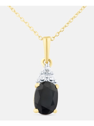 Diamant L'éternel Kette mit Anhänger, mit schwarzer Saphir, 375 Gelbgold