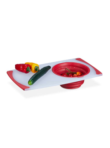relaxdays Schneidebrett in Weiß/ Rot - (B)50 x (T)29 cm