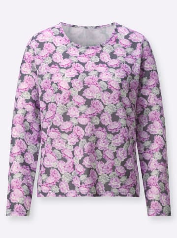 WITT WEIDEN Rundhals-Shirt in steingrau-erika-bedruckt