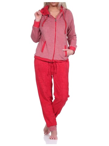 NORMANN Frottee Hausanzug Bündchen Tupfen und Ringeldesign - 76836 in Ringel