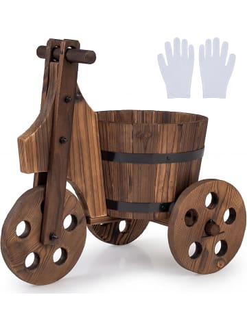 COSTWAY Dreirad Pflanzenständer in Braun