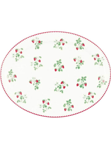 Greengate Servierplatte BERRY Weiß mit Erdbeeren Oval 27x21 cm