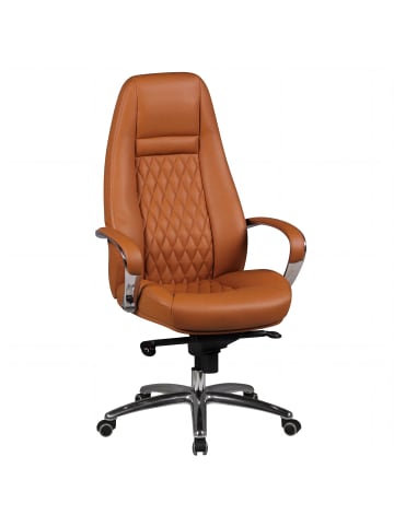 FineBuy Bürostuhl in Caramel / Leder / 70x68x130