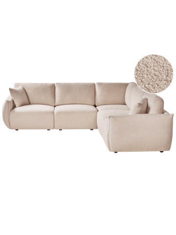 Beliani 5-tlg Modulsofa MESNALI in Beige/Schwarz linksseitig