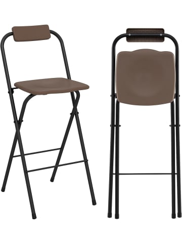 COSTWAY Barhocker Outdoor 2er Set in Braun
