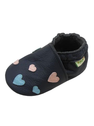 Yalion Leder-Krabbelschuhe "Liebe" in Dunkelblau