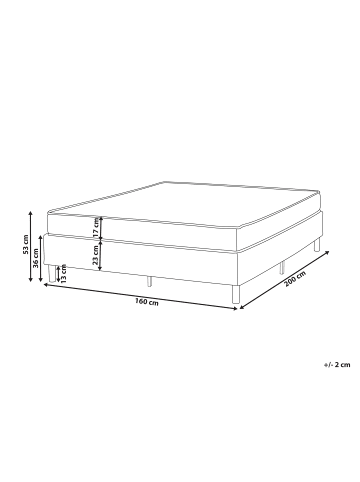 Beliani Boxspring Bett COUNTESS  in Beige/Braun - (W) 160 x (H) 53 x (L) 200 cm