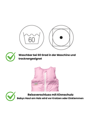 Kinderhaus Blaubär Daunenschlafsack TOP in Rose Uni