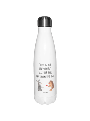 Mr. & Mrs. Panda Thermosflasche Hase Igel mit Spruch in Weiß