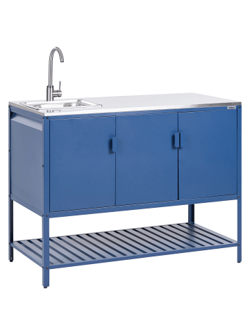 Beliani Gartenküche MAENZA in Blau/Silber - (W) 120 x (H) 127 x (L) 60 cm