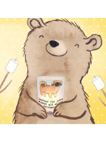 Mr. & Mrs. Panda Windlicht aus Glas Pekingese Moment mit Spruch in Transparent