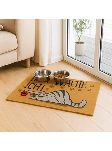 relaxdays Fußmatte "Hier wache ich" in Natur - 60 x 40 cm