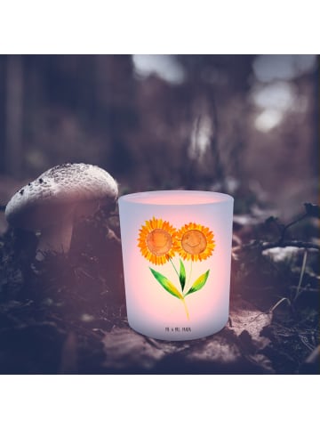 Mr. & Mrs. Panda Deko Windlicht Blume Sonnenblume ohne Spruch in Transparent