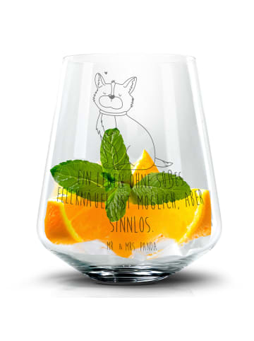 Mr. & Mrs. Panda Longdrinkglas Hund Glück mit Spruch in Transparent