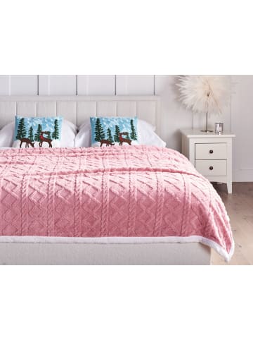 Beliani Kuscheldecke HONEYCOMB in Rosa/Weiß - (W) 150 x (H) 2 x (L) 200 cm