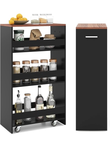 COSTWAY Nischenwagen 25cm breit in Schwarz