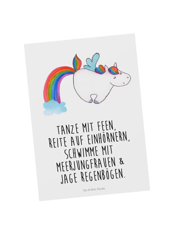 Mr. & Mrs. Panda Postkarte Einhorn Pegasus mit Spruch in Weiß