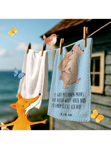 Mr. & Mrs. Panda Handtuch Klein Papa Bär mit Spruch in Blau Pastell