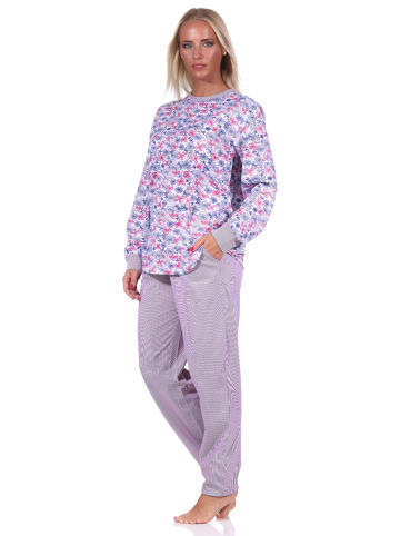 NORMANN Pyjama langarm Schlafanzug Bündchen in beere