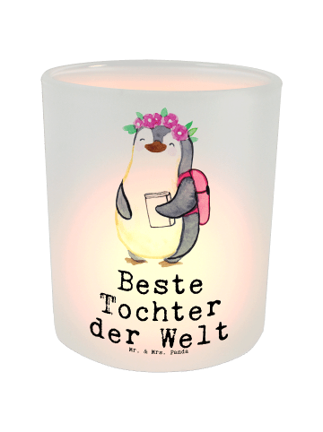 Mr. & Mrs. Panda Glas Windlicht Pinguin Beste Tochter der Welt m... in Transparent