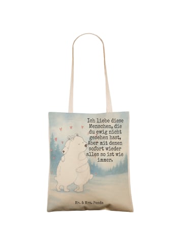 Mr. & Mrs. Panda Stofftasche Eisbär Umarmen Design mit Spruch in Weiß