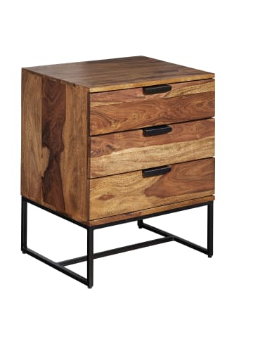 FineBuy Nachttisch in Braun / Sheesham / 50x40x65