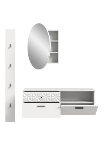 ebuy24 Garderobenmöbel Prisma (3-teilig) Weiß 141 x 34 cm