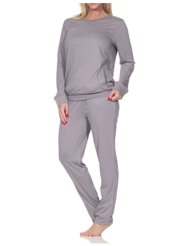 NORMANN Langarm Schlafanzug Pyjama Bündchen Tupfen Optik in Allover1