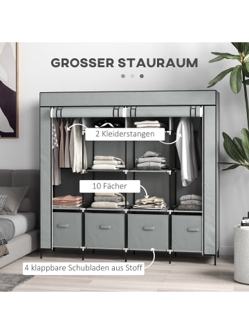 HOMCOM Stoffschrank-166L x 42,5B x 169,5Hcm-Dunkelgrau
