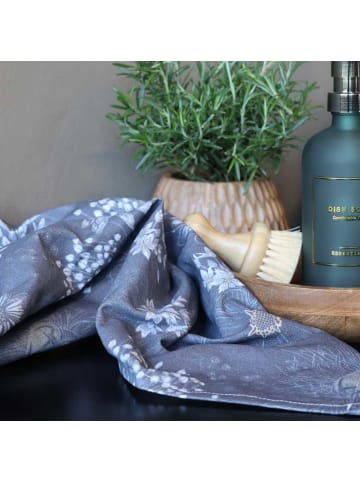 Chic Antique Geschirrtuch AIX Midnight BLUE Blau mit Blumen