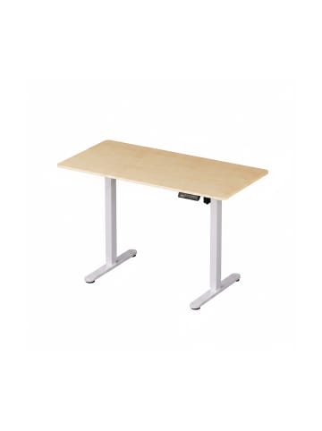 relaxdays Höhenverstellbarer Schreibtisch in Natur / Weiß - (B)160 x (H)120 x (T)60 cm