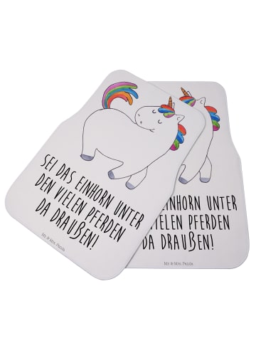 Mr. & Mrs. Panda Fußmatte Fürs Auto Einhorn Stolzieren mit Spruch in Weiß